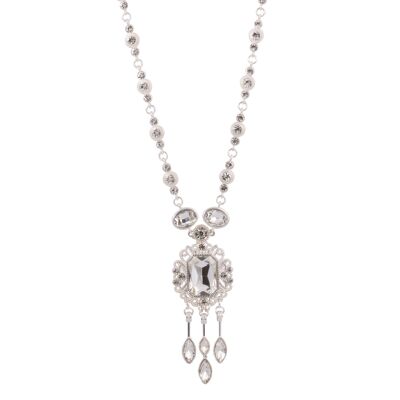 Elizabeth Collana lunga vintage in argento e cristallo trasparente DN1645S