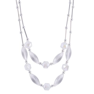 Elizabeth Mehrreihige kurze Halskette aus Silber und geschliffenem Glas DN2117S