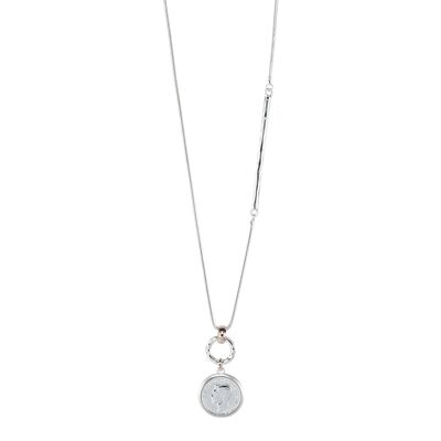 Ewige geometrische zeitgenössische lange Halskette aus Silber und Roségold DN1583A