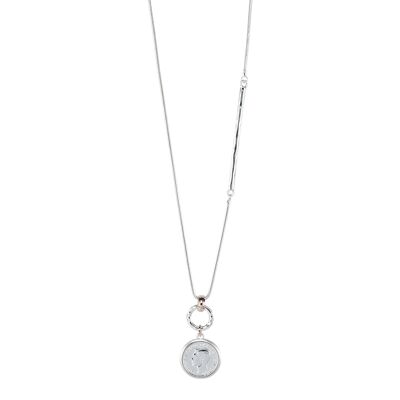 Sautoir contemporain géométrique en argent éternel et en or rose DN1583A