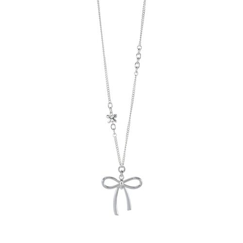 Eternal Silver Contemporary Bow Long Necklace DN1493S