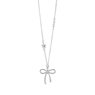 Eternal Silver Contemporary Bow Long Necklace DN1493S