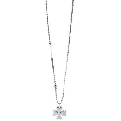 Collana lunga Gaia in argento e pietre semipreziose grigie Crystal Nature DN1580S