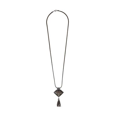Geo Gunmetal Black and Crystal Diamond Pendant Necklace DN1110A