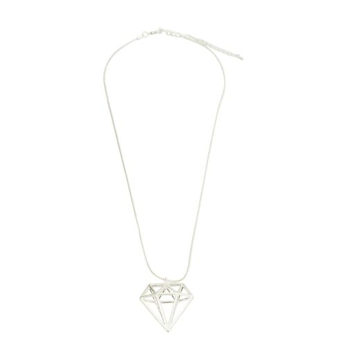Geo Matt Silver Diamond Pendant Necklace DN0942S