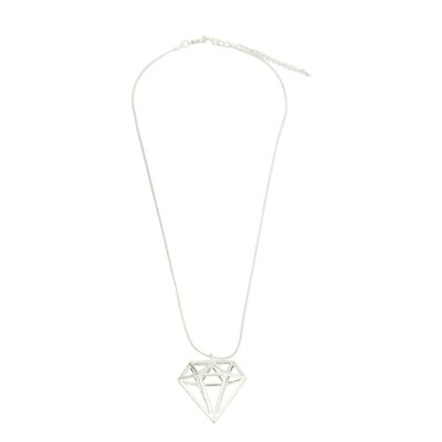 Collier pendentif diamant argent mat Geo DN0942S