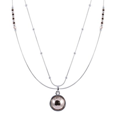 Geo Rhodium Silver and Rose Gold Multi Row Necklace DN2061A