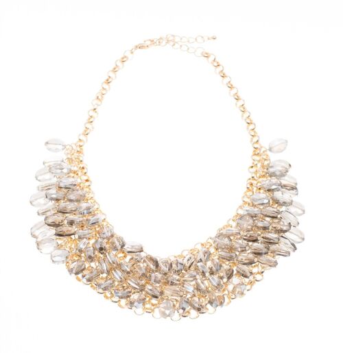 Kahina Gold and Smokey Crystal Statement Necklace DN0484A