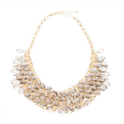 Kahina Gold and Smokey Crystal Statement Necklace DN0484A