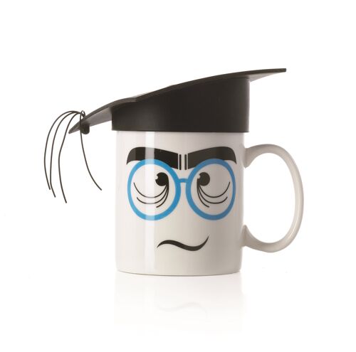 Jumbo Mug in Porcellana con Cappello in Silicone "NERD"