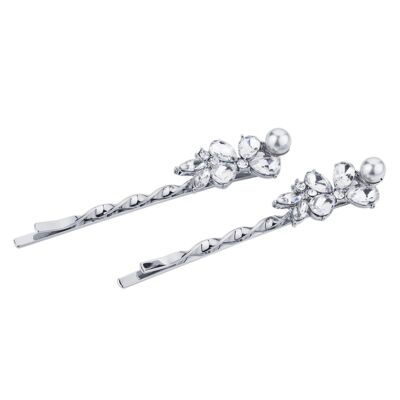 Kylie Base Alloy Faux Pearls Crystal Slide Hair Accessories DH0043R
