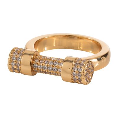 Anillo de tamaño fijo chapado en oro con circonita cúbica Kylie DR0331A