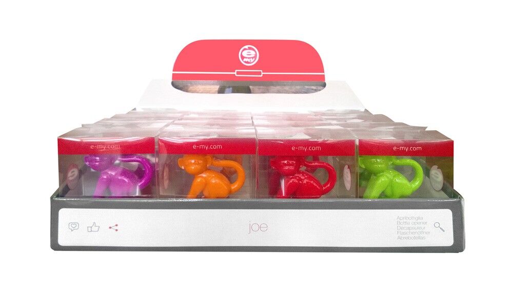 Espositore con 16 apribottiglie "JOE" - Colori Assortiti