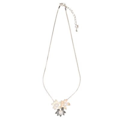 Monet Silber und Faux-Perlen handbemalte florale Verschluss-Halskette DN1831A
