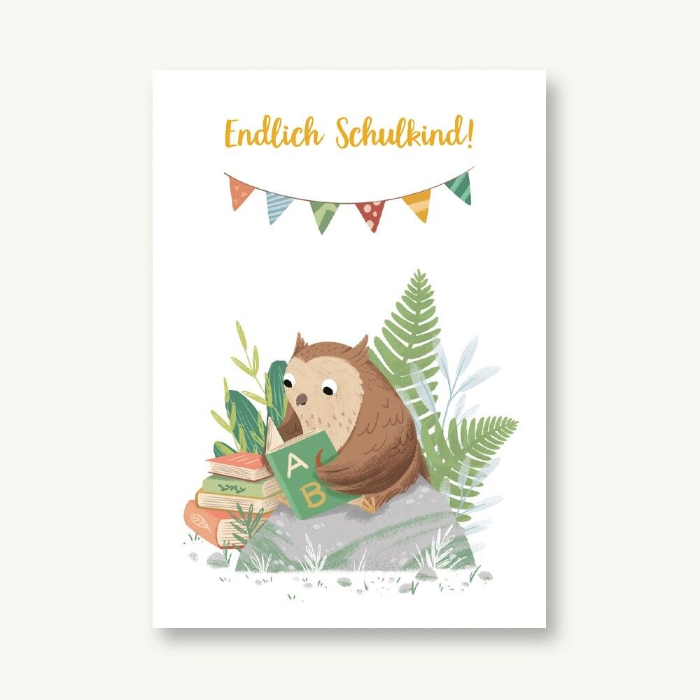 Postkarte Endlich Schulkind!