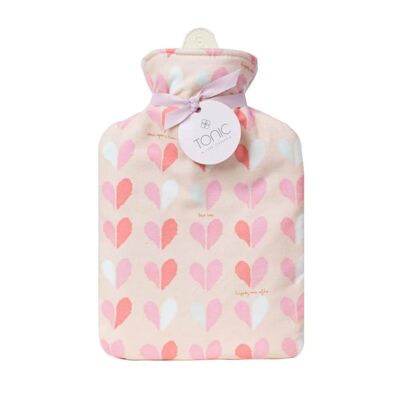 Flannel Hearts Small Hot Water Bottle