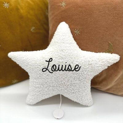 Customizable sherpa star musical night light with a first name