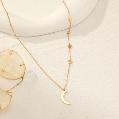 Golden moon and star necklace