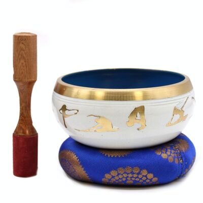 TIB-93 - Lrg Yoga Moves Singing Bowl Set- Bianco/Blu 14cm - Venduto in 1x unità/i per esterno