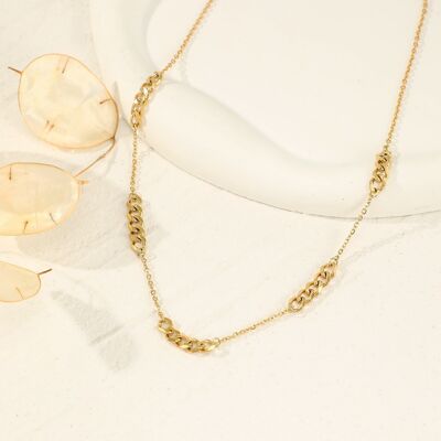 Golden necklace half chain half link