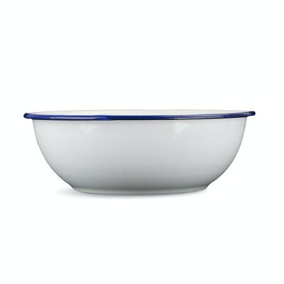 ENAMEL VINTAGE CAMPING BOWL, WHITE