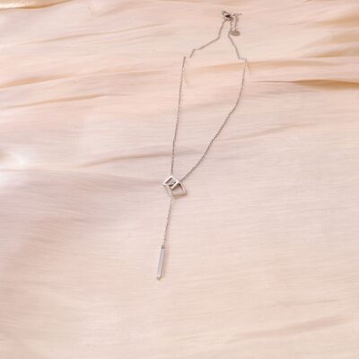 Silver cube necklace, in Y