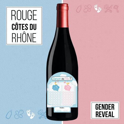 Vin cadeau Gender Reveal  - AOC Côtes du Rhône ROUGE 75cl
