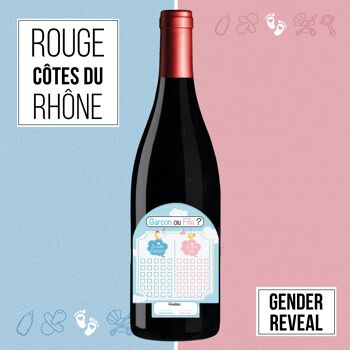 Vin cadeau Gender Reveal  - AOC Côtes du Rhône ROUGE 75cl 1