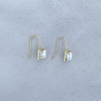 Pendientes Pequeños Gota Cristal en Oro