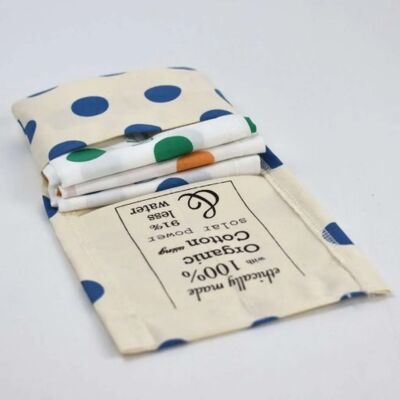 Pañuelos ecológicos en bolsa de tela, Lunares