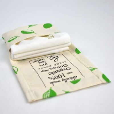 Organic handkerchiefs in a fabric bag, White
