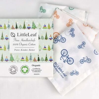 Organic handkerchiefs in a Christmas giftbox, Bicycles