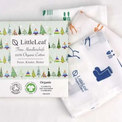 Organic handkerchiefs in a Christmas giftbox, Gardener's
