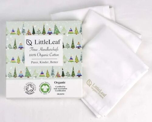 Organic White Handkerchiefs in a Christmas giftbox