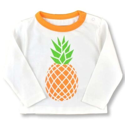 T-shirt en coton bio, Ananas, 6-12 mois