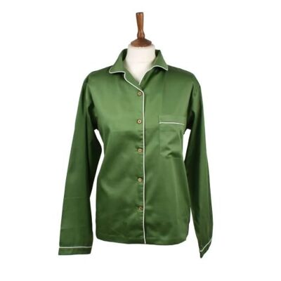 Pijama de algodón orgánico para mujer, verde hoja, talla pequeña (aprox. talla 8 del Reino Unido);