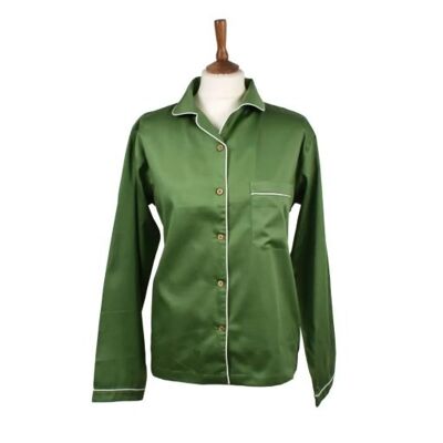 Pigiama da donna in cotone biologico, Verde foglia - Taglia XL (circa taglia UK 16);