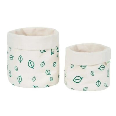 Pot en tissu coton bio, Feuilles, Medium