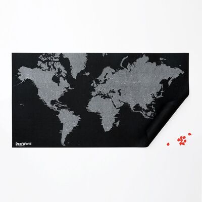 DearWorld Karte mit Städtenamen - STANDARD SCHWARZ