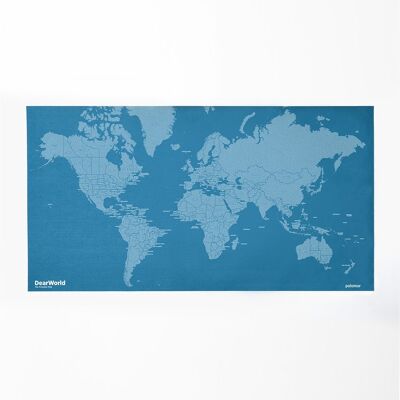 Mapa DearWorld con nombres de países - AZUL CLARO ESTÁNDAR