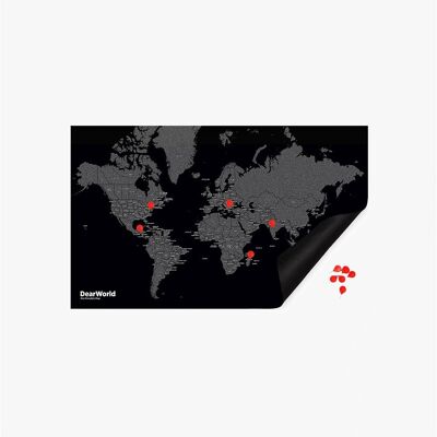 Mapa de DearWorld con nombres de países - MINI NEGRO