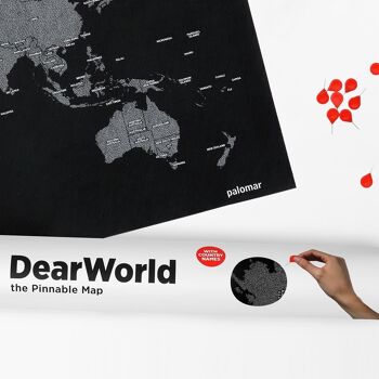 Carte DearWorld avec noms de pays - MINI NOIR 2
