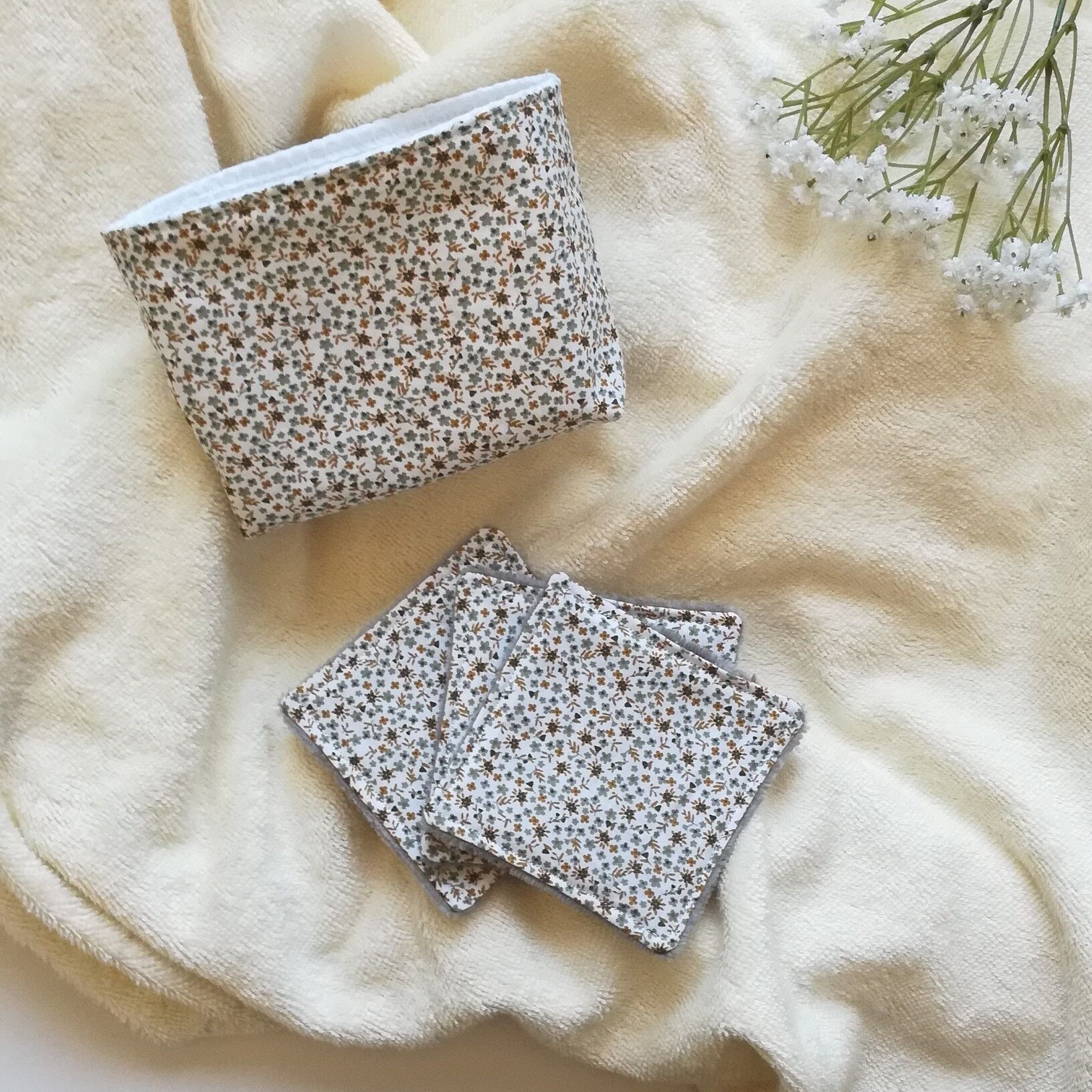 Cesta de almacenamiento de algodón desmaquillante lavable y reutilizable