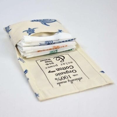Organic handkerchiefs in a fabric bag, Turtles