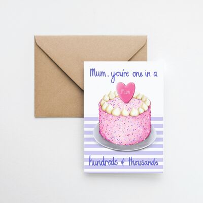 Mother's Day cake A6 greeting card with fully recyclable packaging