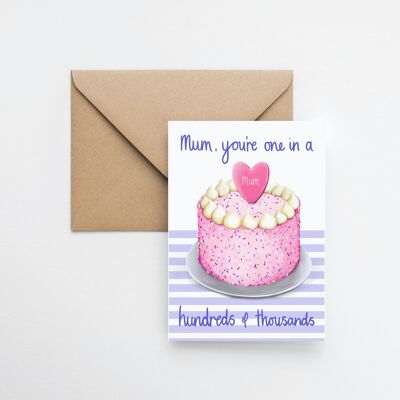 Mother's Day cake A6 greeting card with fully recyclable packaging