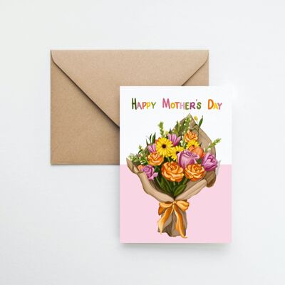 Mum floral A6 greeting card with fully recyclable packaging