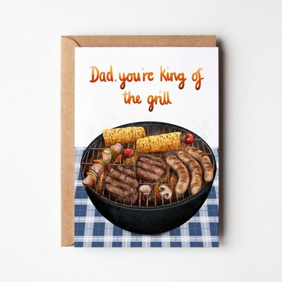 King of the grill Father's Day A6 greeting card with fully recyclable packaging