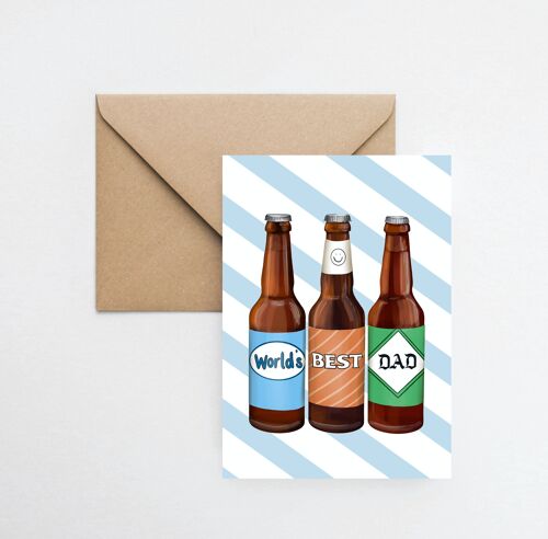 World's best Dad Father's Day A6 greeting card with fully recyclable packaging
