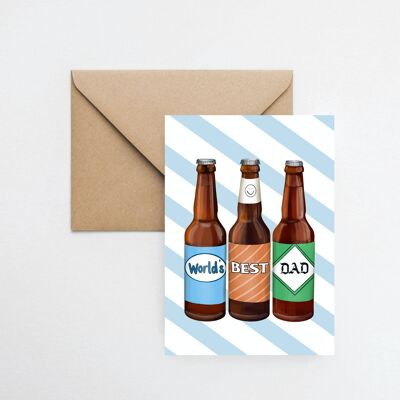 World's best Dad Father's Day A6 greeting card with fully recyclable packaging